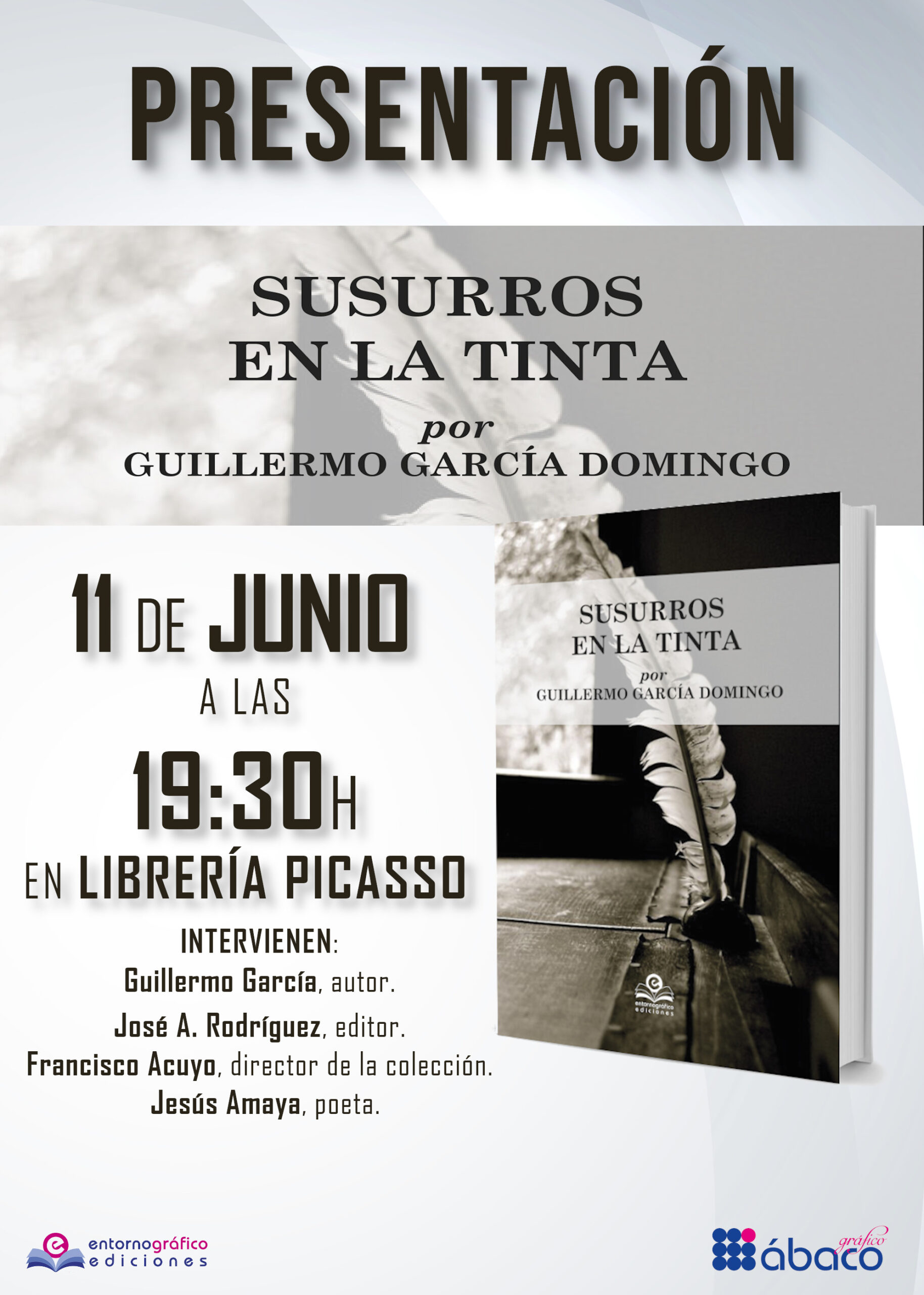 Presentación del libro “Susurros en la tinta”, de Guillermo García Domingo